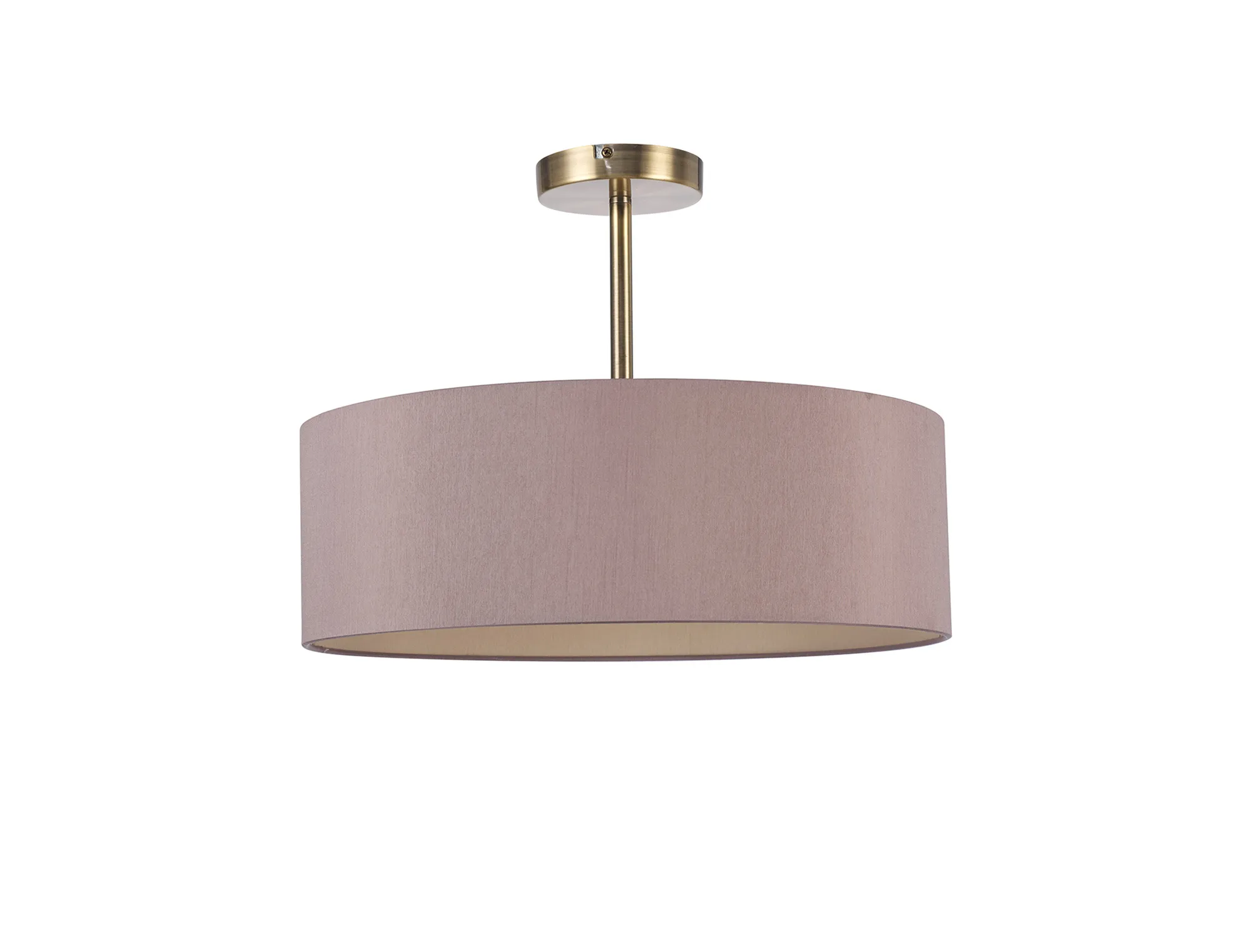 Baymont 45cm Semi Flush 3 Light Antique Brass, Taupe/Halo Gold DK0700  Deco Baymont AB TA